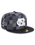 North Carolina Tar Heels Chrome Patterned Denim Navy 2 Tone NCAA Mascot SP 59Fifty Fitted