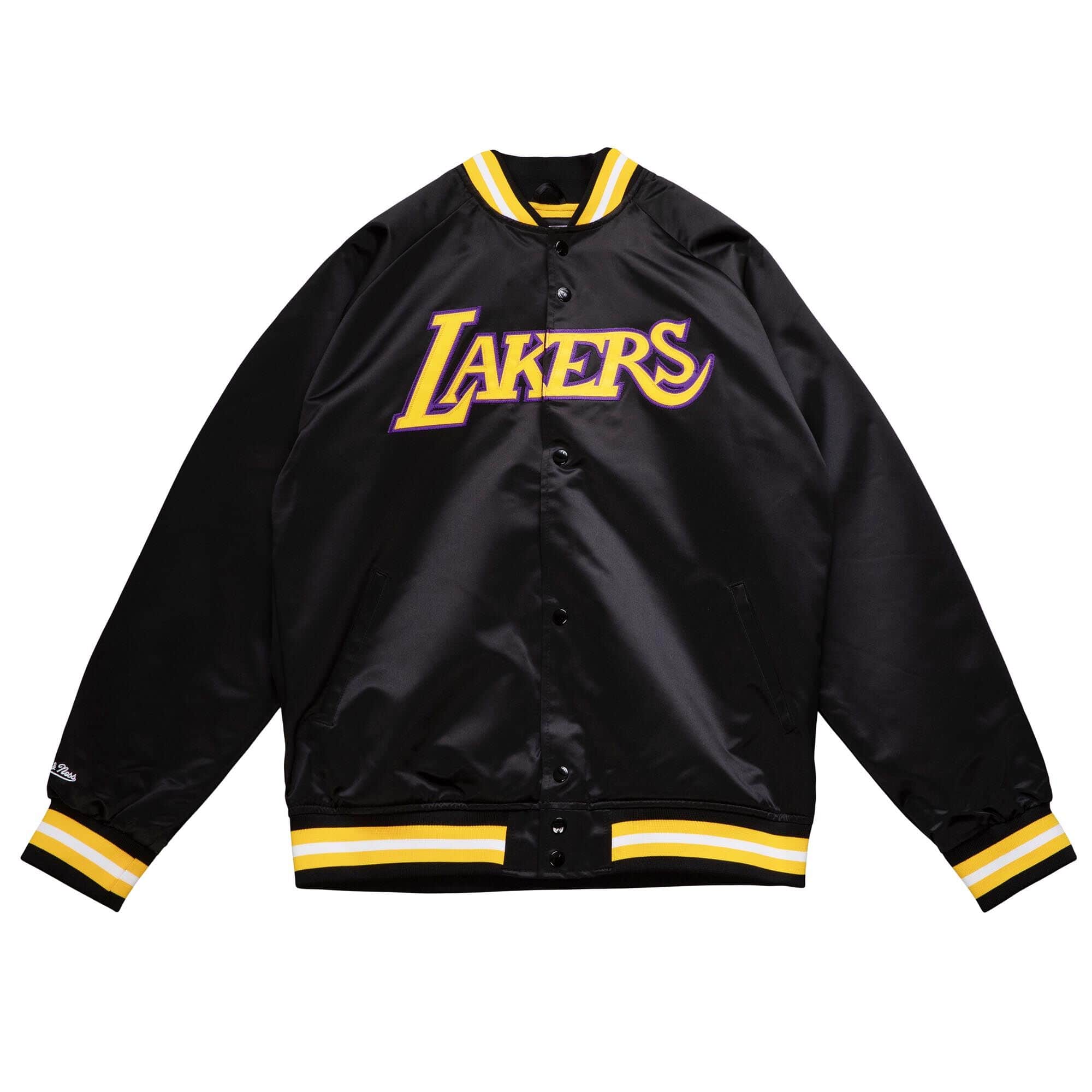 【良品】ミッチェルアンドネス スタジャン　黒　LAKERS XXLサイズ Mitchell & Ness Los Angeles Lakers Double Clutch Lightweight Satin