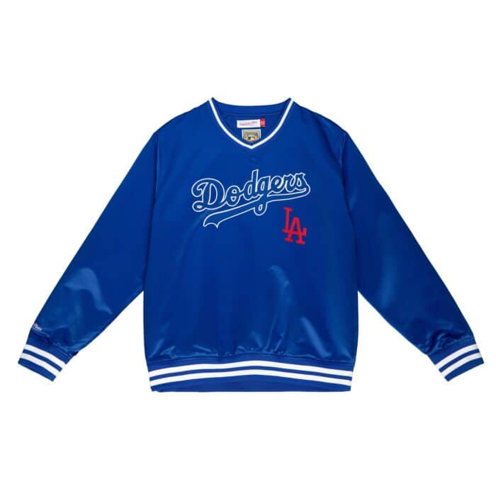 Mitchell & Ness Los Angeles Dodgers Full Count V-Neck Pullover Satin Jacket