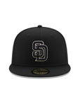San Diego Padres Black on Black White Outline 59Fifty Fitted