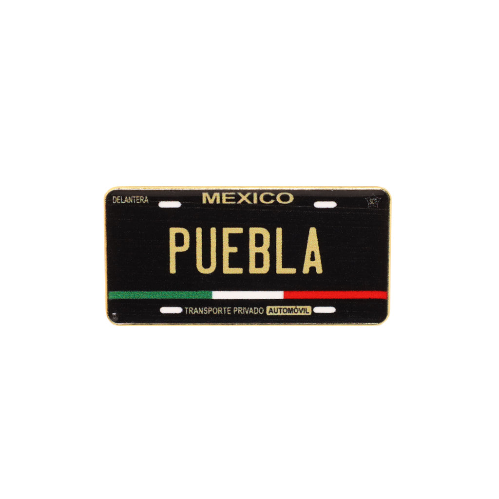Puebla Mexico Black Gold Car Plate Cap Pin