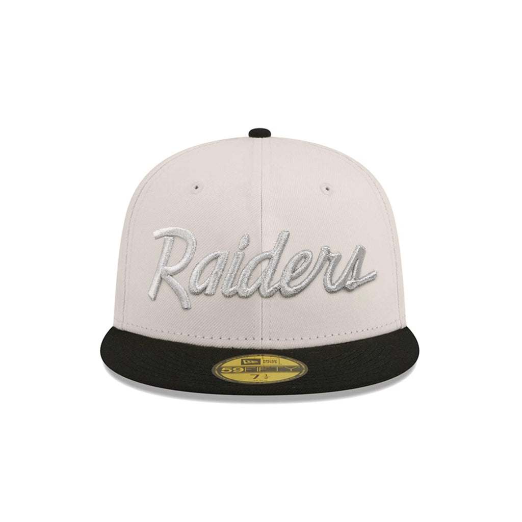 Las Vegas Raiders Script Stone Black 2 Tone 60th Anniversary SP 59Fifty Fitted