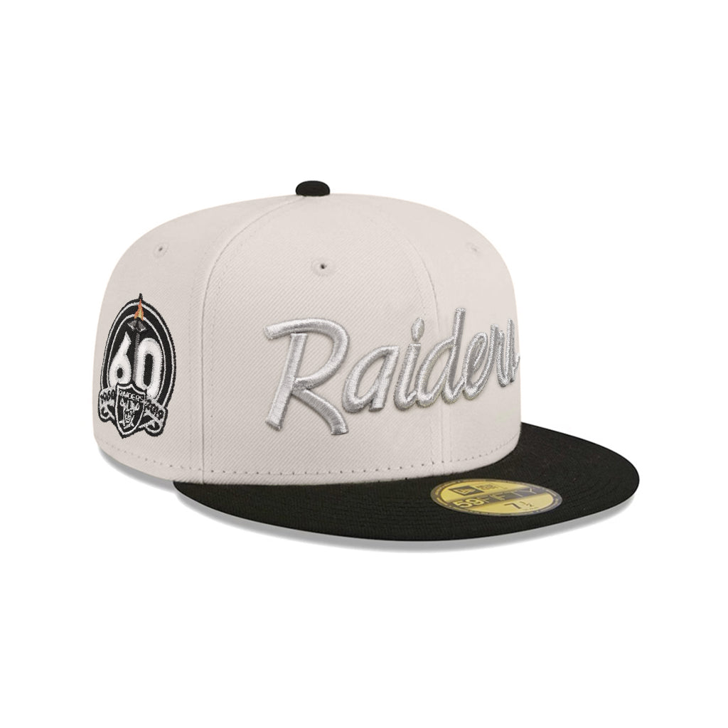 Las Vegas Raiders Script Stone Black 2 Tone 60th Anniversary SP 59Fifty Fitted