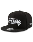 Seattle Seahawks Black on White NFL Basic 9Fifty Snapback