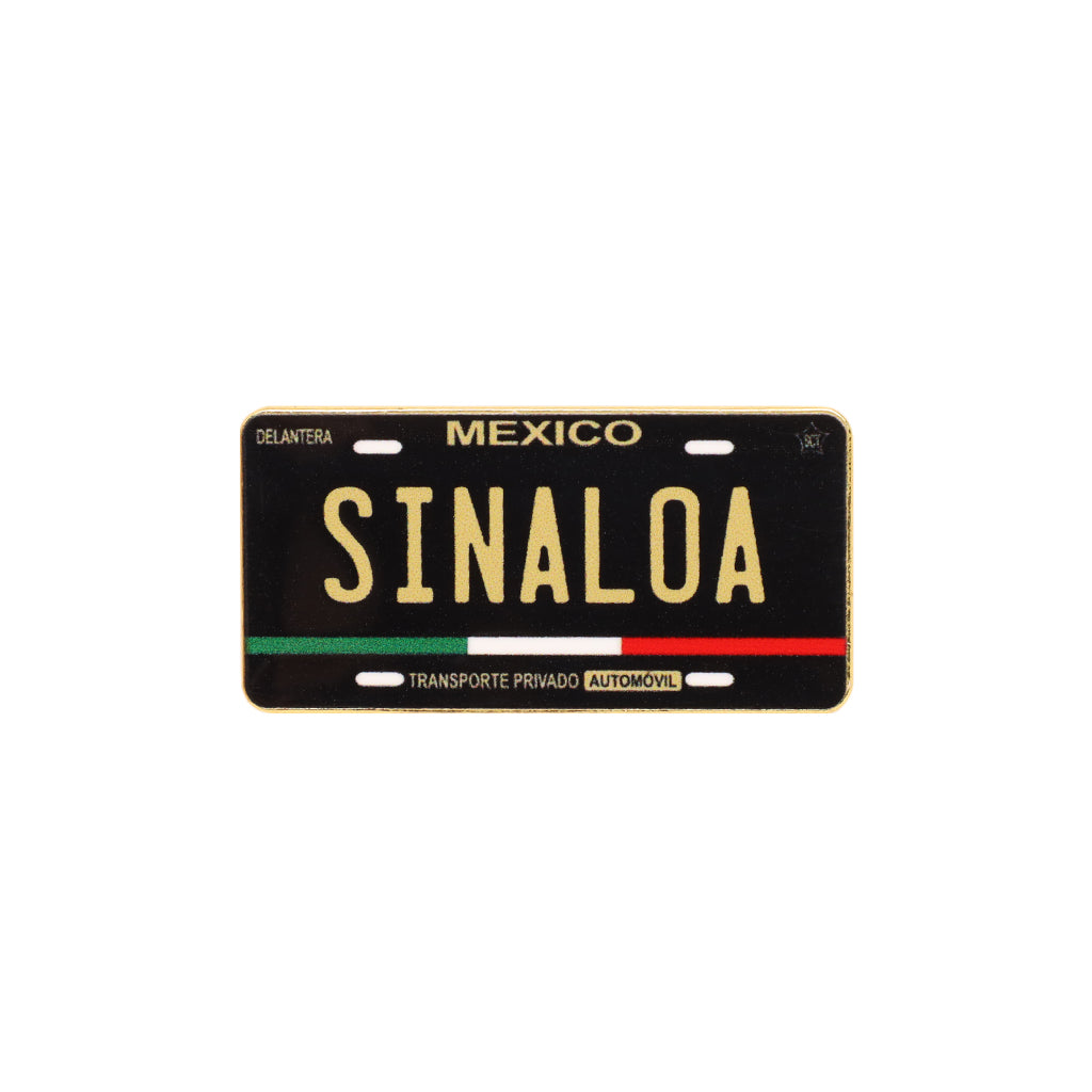Sinaloa Mexico Black Gold Car Plate Cap Pin