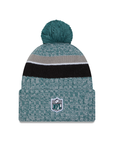 Philadelphia Eagles New Era 2023 NFL Sideline Sport Official Pom Knit Beanie