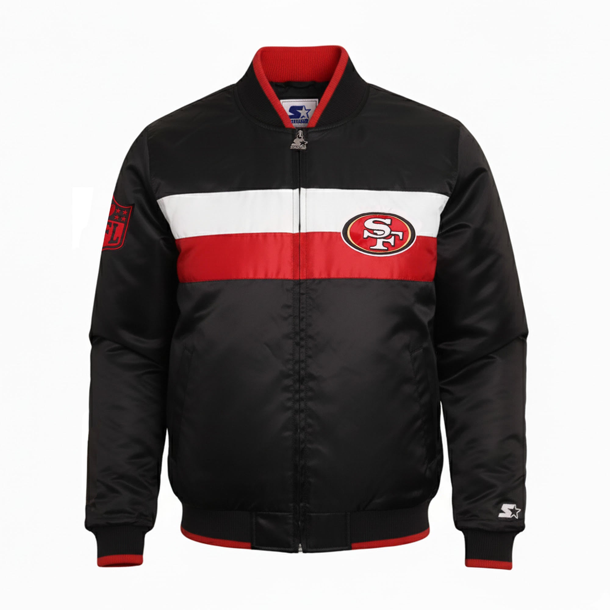 Starter San Francisco 49ers Color Block Full Zip Black Satin