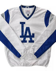 GIII Los Angeles Dodgers Pullover V-Neck White Royal Windbreaker