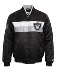 Starter Las Vegas Raiders Color Block Full Zip Black Satin Varsity Jacket