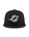 Miami Dolphins Black on White 59Fifty Fitted Hat