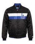 Starter Los Angeles Dodgers Color Block Full Zip Black Satin Varsity Jacket