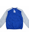 GIII Los Angeles Dodgers Wordmark Pullover V-Neck Royal Gray Windbreaker