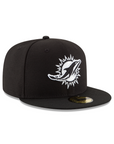 Miami Dolphins Black on White 59Fifty Fitted Hat
