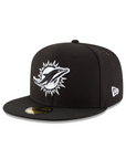 Miami Dolphins Black on White 59Fifty Fitted Hat