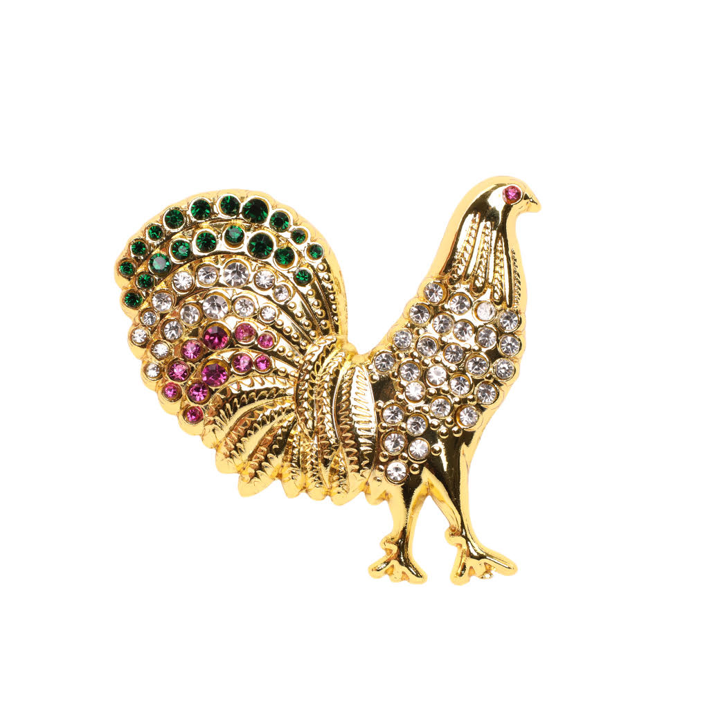 CrownMinded Iced Out Rooster Cock Mexico Themed Cap Pin