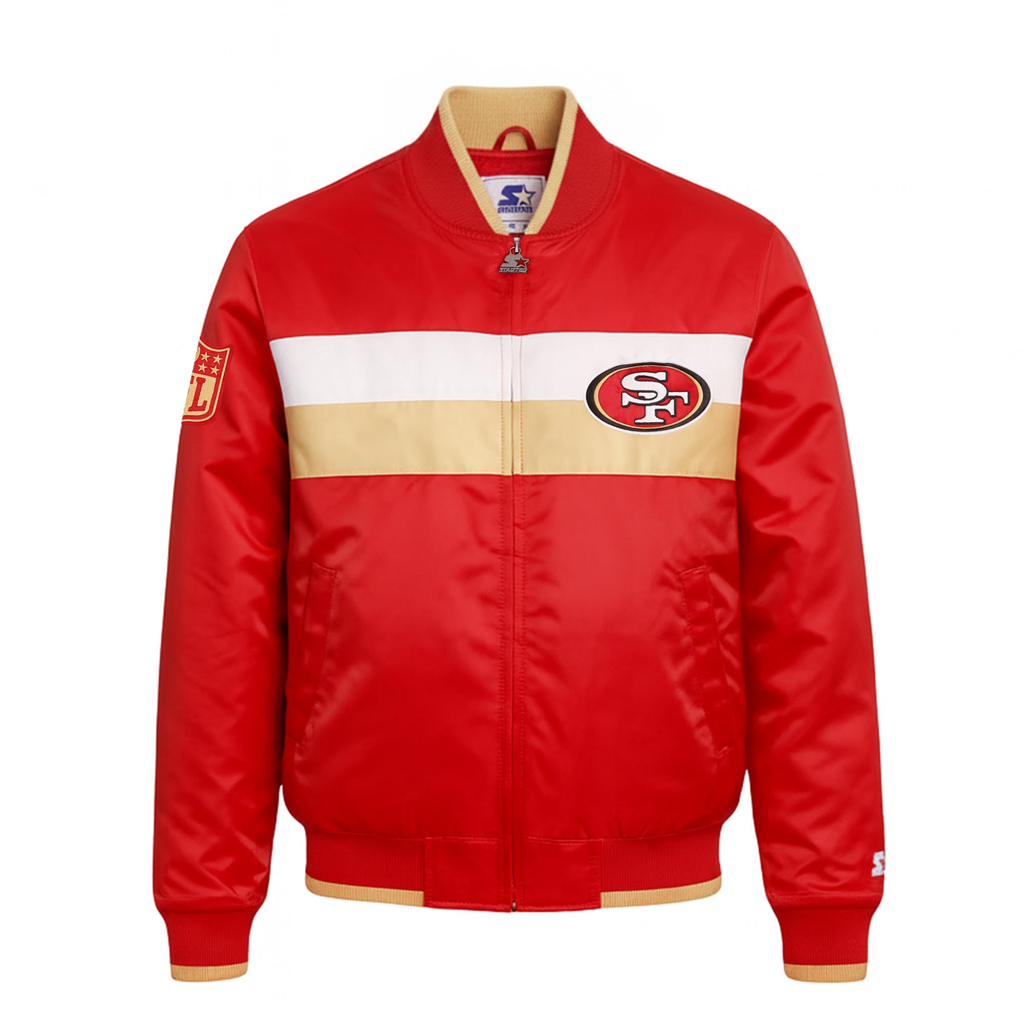 Starter San Francisco 49ers Color Block Full Zip Red Satin Varsity