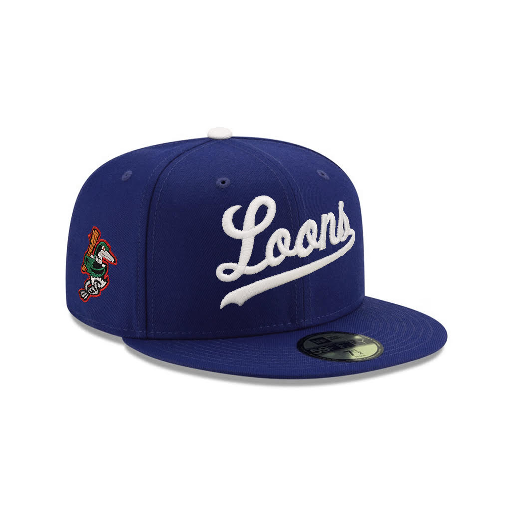 Great Lake Loons Wordmark MiLB Swinging Loon SP Royal 59Fifty