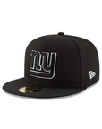 New York Giants Black On Black White Outline 59Fifty Fitted
