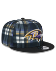 Baltimore Ravens Plaid Black 2 Tone 9Fifty Snapback Cap