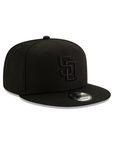 San Diego Padres New Era Black On Black 9Fifty Snapback Hat