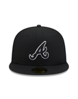 Atlanta Braves Black On Black White Outline 59Fifty Color Basic Fitted