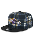 Baltimore Ravens Plaid Black 2 Tone 9Fifty Snapback Cap