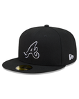 Atlanta Braves Black On Black White Outline 59Fifty Color Basic Fitted
