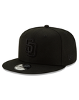 San Diego Padres New Era Black On Black 9Fifty Snapback Hat
