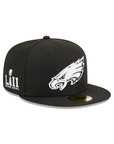Philadelphia Eagles Black White Super Bowl LII Side Patch 59Fifty Fitted