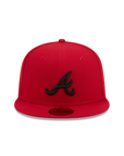 Atlanta Braves Scarlet Red On Black 59Fifty Color Basic Fitted