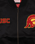Mitchell & Ness University Of Southern California USC Trojans Satin Black Bomber Jacket