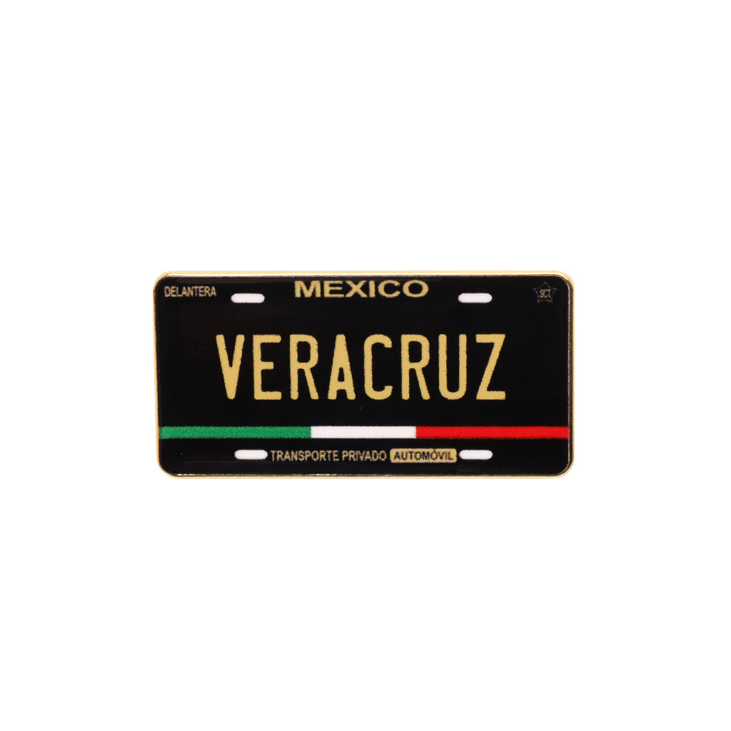 Veracruz Mexico Black Gold Car Plate Cap Pin