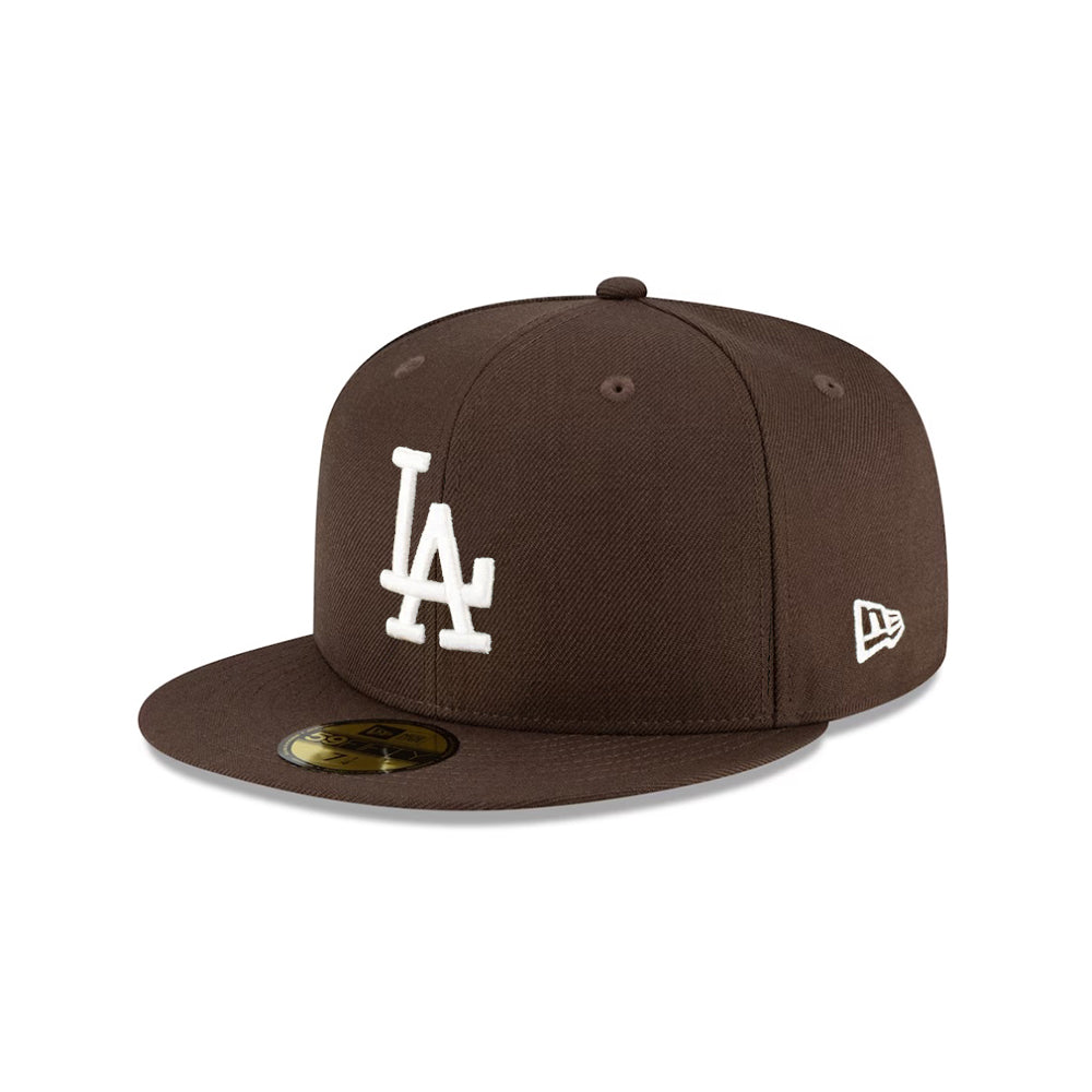 Los Angeles Dodgers Walnut Brown On White 59Fifty Fitted – CROWN
