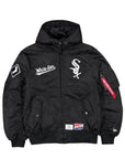 New Era X Alpha Industries Chicago White Sox L-2B Hooded Bomber Jacket Black