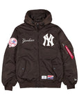 New Era X Alpha Industries New York Yankees L-2B Hooded Bomber Jacket Brown