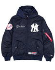 New Era X Alpha Industries New York Yankees L-2B Hooded Bomber Jacket Navy