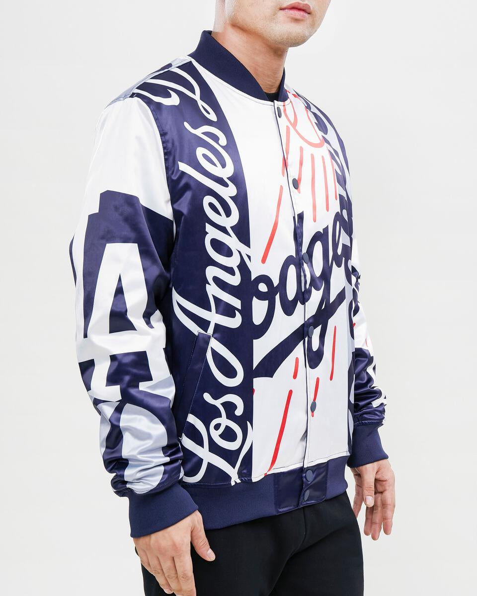 LOS ANGELES DODGERS MASH UP SATIN JACKET (BLACK)