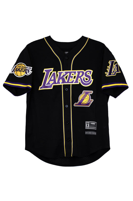 lakers dress shirt Pro Standard Los Angeles Lakers Mesh Button Up Jersey – CROWN MINDED