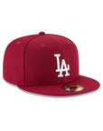Los Angeles Dodgers MLB Basic Cardinal Red on White 59Fifty Fitted Hat
