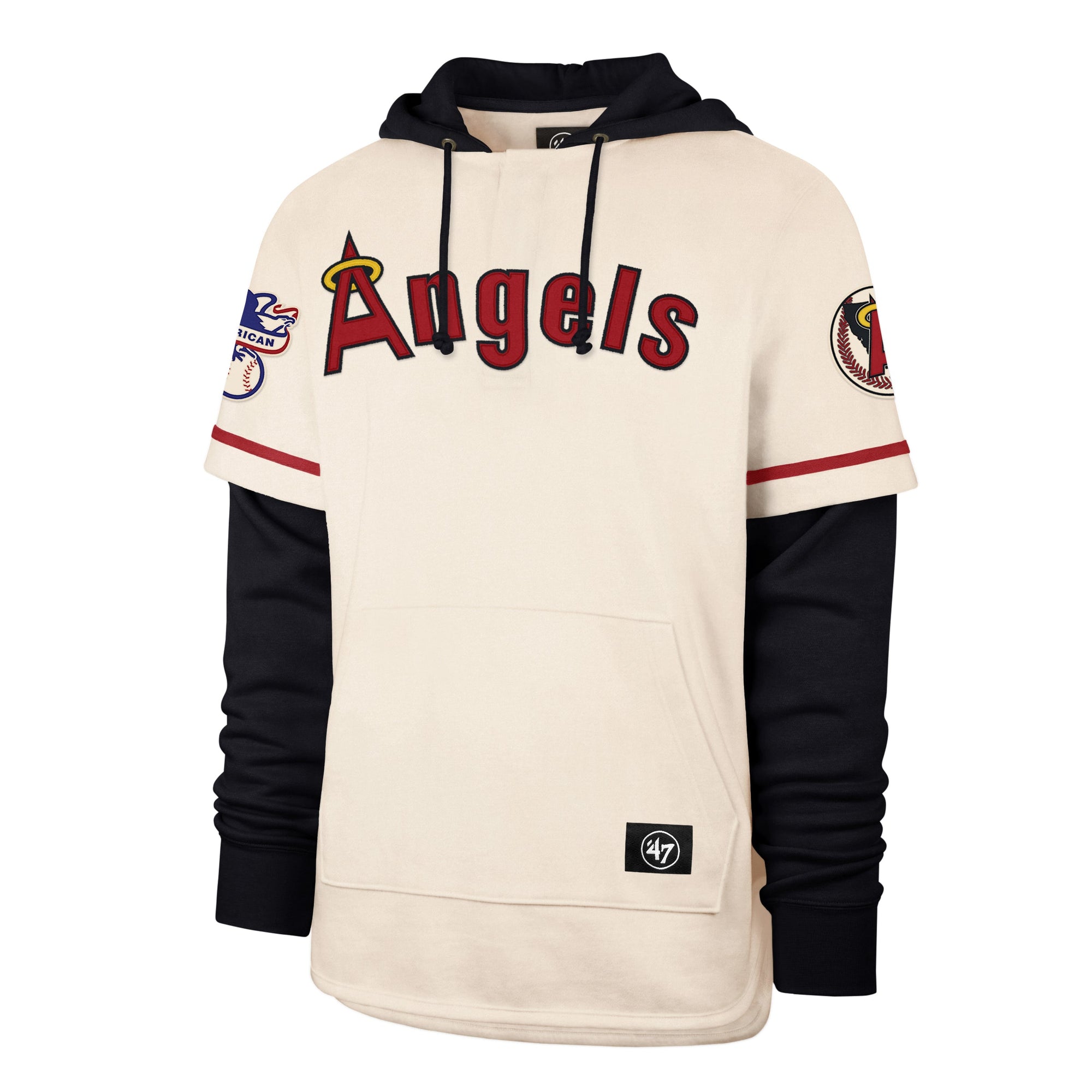 Los Angeles Angels Cooperstown Trifecta '47 Brand Shortstop Cream Pullover Hood