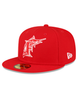 Florida Marlins Scarlet Red White 1997 WS Side Patch 59Fifty Fitted