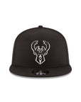 Milwaukee Bucks Black on White NBA 9Fifty Snapback