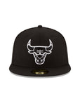 Chicago Bulls NBA Black on White 59Fifty Fitted Hat