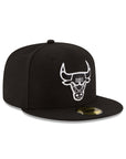 Chicago Bulls NBA Black on White 59Fifty Fitted Hat