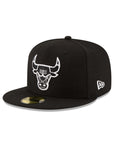Chicago Bulls NBA Black on White 59Fifty Fitted Hat