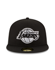 Los Angeles Lakers NBA Black on White 59Fifty Fitted Hat