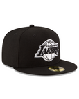 Los Angeles Lakers NBA Black on White 59Fifty Fitted Hat