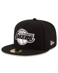 Los Angeles Lakers NBA Black on White 59Fifty Fitted Hat