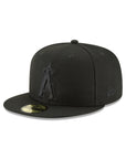 Los Angeles Angels of Anaheim MLB Basic Black on Black 59Fifty Fitted Hat