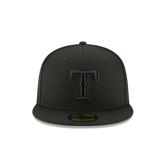 Texas Rangers MLB Basic Black on Black 59Fifty Fitted Hat